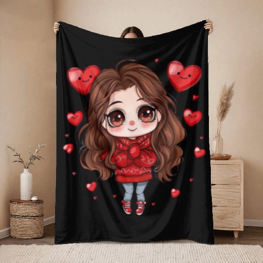 Valentines Day, Retro Valentine, Coquete Valentine Throw Blankets