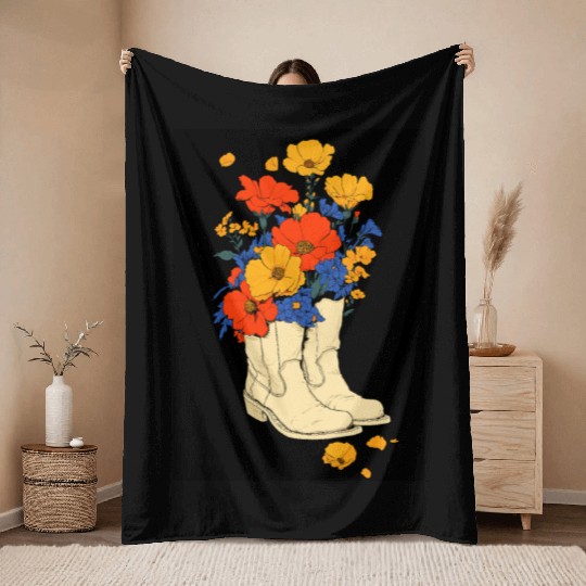 Western Boots Throw Blankets