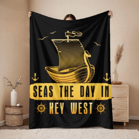 Florida Keys SEAS THE DAY IN KEY-WEST FLORIDA Throw Blankets