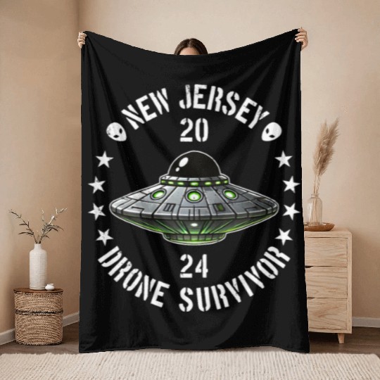 New Jersey Drone Survivor | NJ Drones Aliens UAPs Throw Blankets