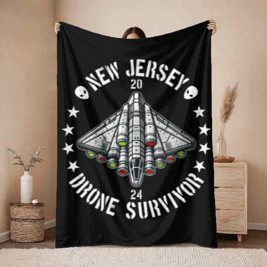 New Jersey Drone Survivor | NJ Drones Aliens UAPs Throw Blankets