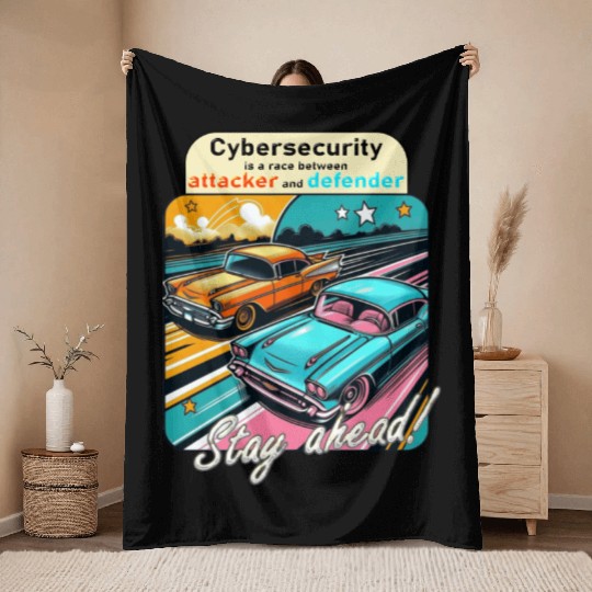 Cybersecurity is a race Throw Blankets