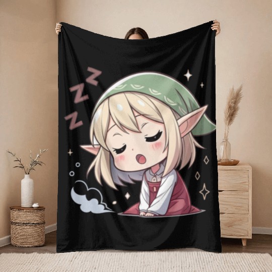 Sleepy Sprite: Cute Elf Napping So Lovingly Throw Blankets