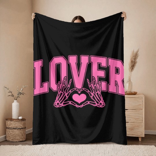 Skeleton Hand Heart Lover Valentine's Day Design Throw Blankets