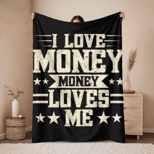 I Love Money - Money LOVES ME Money Meme Design Throw Blankets