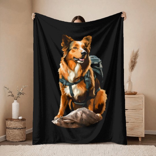 Dogs Mountaineering / Hiking Dog Throw Blankets
