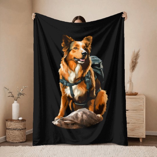 Dogs Mountaineering / Hiking Dog Throw Blankets