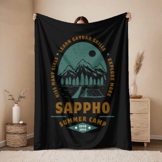 Sappho Summer Camp Throw Blankets – Lesbian,wlw design