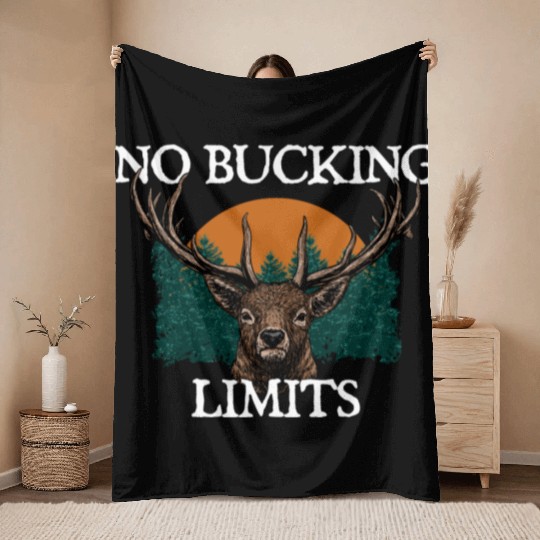 No Bucking Limits Deer Hunting Elk Hunter Wild Throw Blankets
