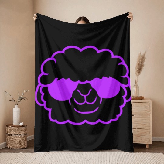 Sheep Sunglasses Cool Party Lamb Cute Head Face Throw Blankets