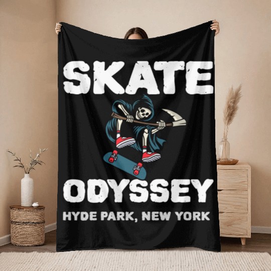 Skate Odyssey – Hyde Park Skate Shop Throw Blankets