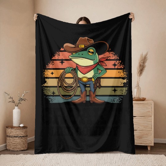 Croak It Like Cowboy Throw Blankets
