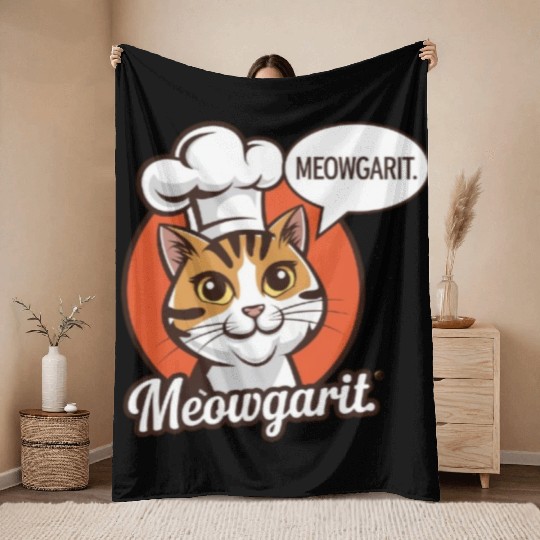 Meowgarit the Chef Throw Blankets