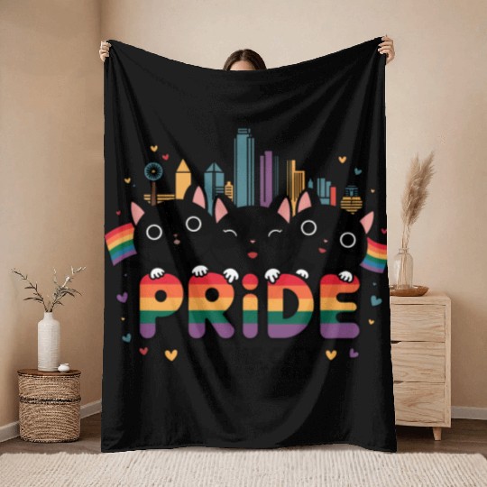 Pride of Dallas City Texas USA Rainbow Flag Throw Blankets