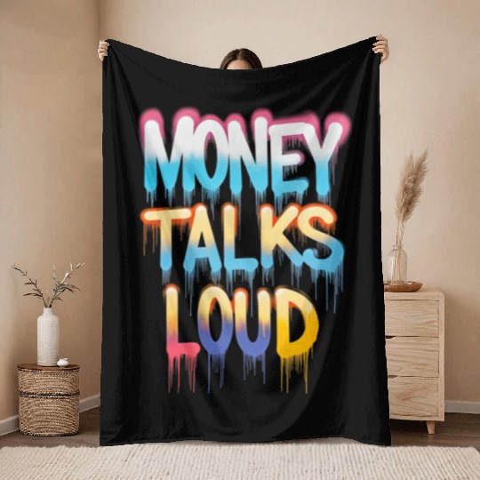 Money Talks Art Throw Blankets