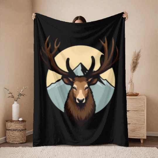 Reindeer in the Mountain Wilderness – Nature-lover Throw Blankets