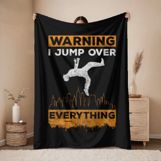 Freerunning Jumping Courageous Fast Throw Blankets