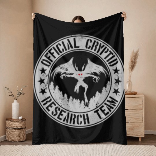 Official Cryptid Research Team | Cryptids Mothman Throw Blankets