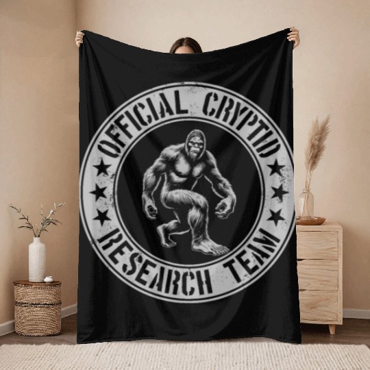 Official Cryptid Research Team Cryptids Sasquatch Throw Blankets