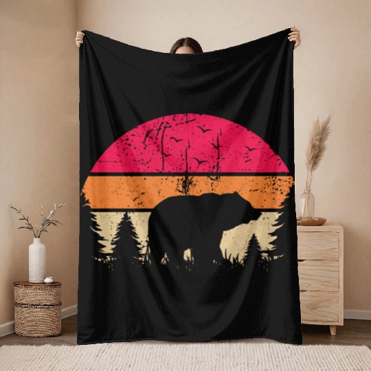 Bear Nature Outdoor Hiking Forest Throw Blankets