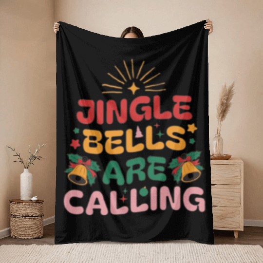 Jingle Bells Are Calling Throw Blankets