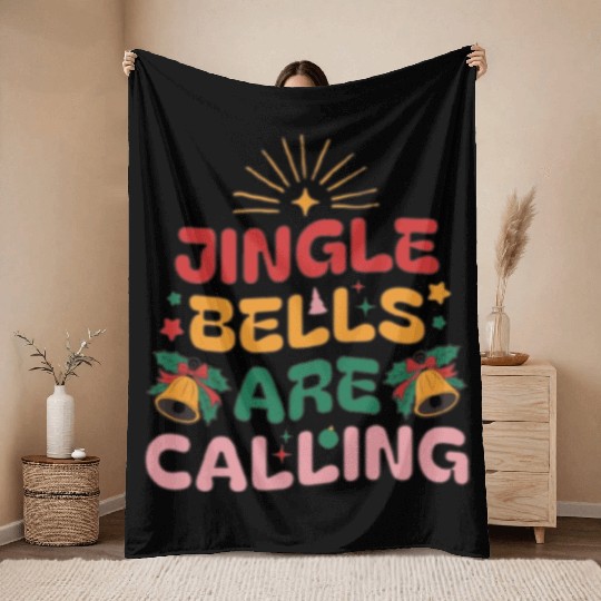 Jingle Bells Are Calling Throw Blankets