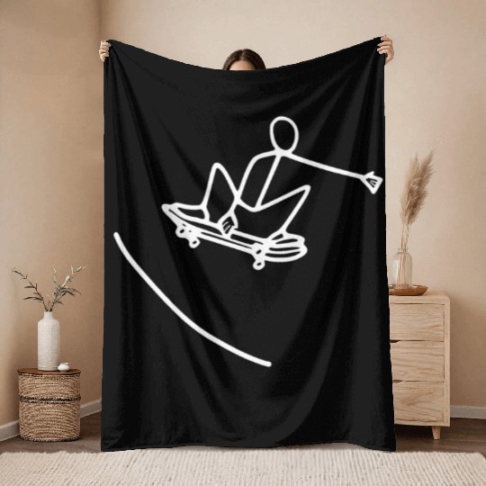 Skater skating on skateboard Throw Blankets