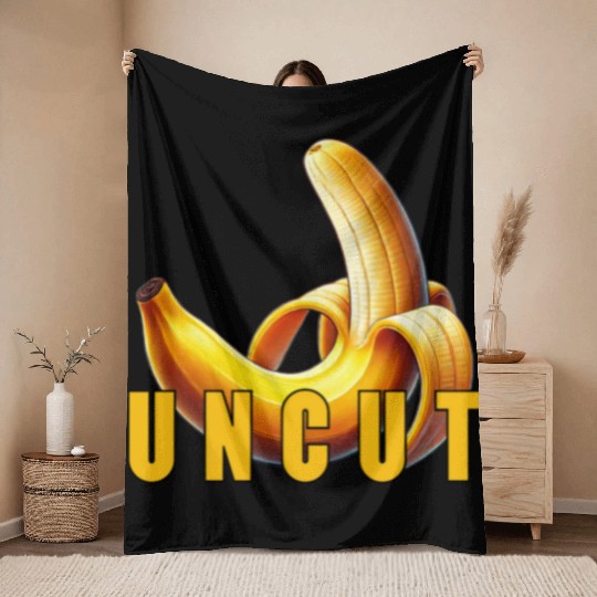 Uncut Peeled Banana Throw Blankets