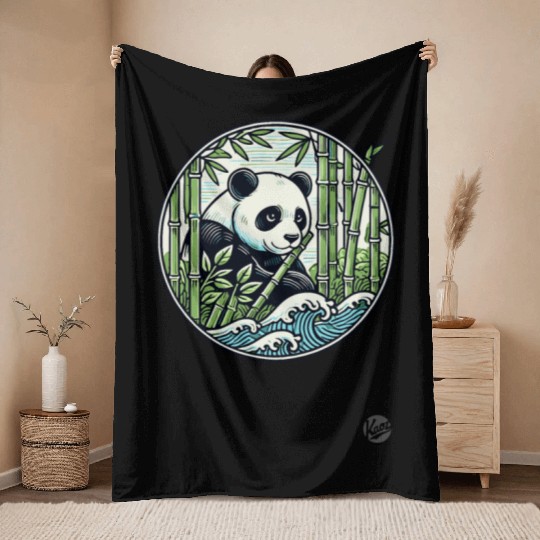 Panda in Bamboo Forest Throw Blankets