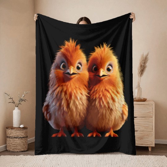 perfect match Adorable Chick Pair Cartoon Throw Blankets
