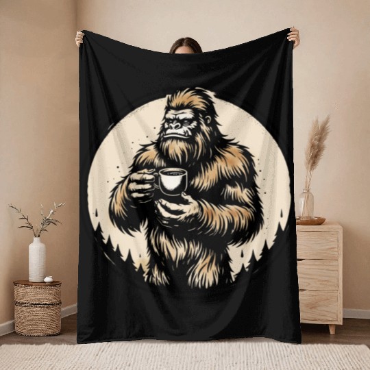 dark wild coffee wild man monkey Chewbacca Beard Throw Blankets