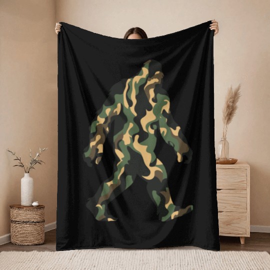 Camouflage Bigfoot - Hidden in Plain Sight Throw Blankets