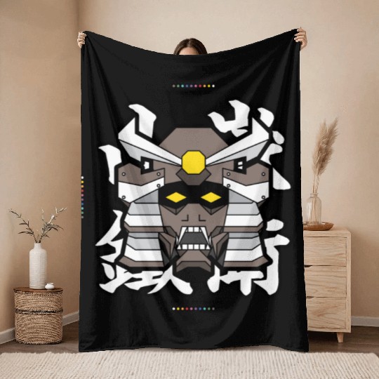SEKMOLAI - Samurai Brown Throw Blankets