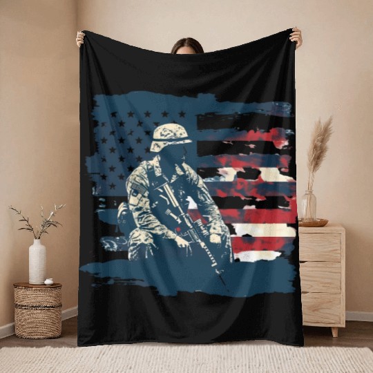 US Memorial Day Throw Blankets