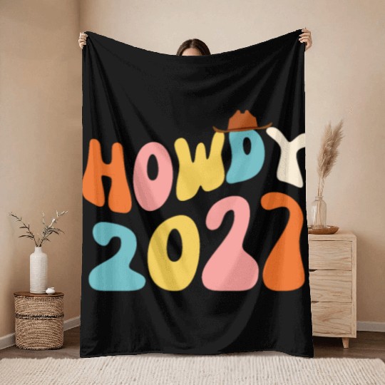 Howdy 2027 funny 2027 NYE Groovy Throw Blankets