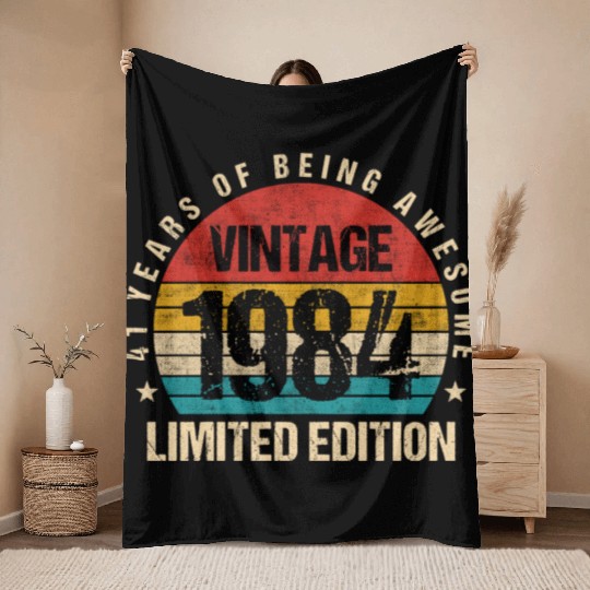 Vintage 1984 Limited Edition 41st Birthday Gift Throw Blankets