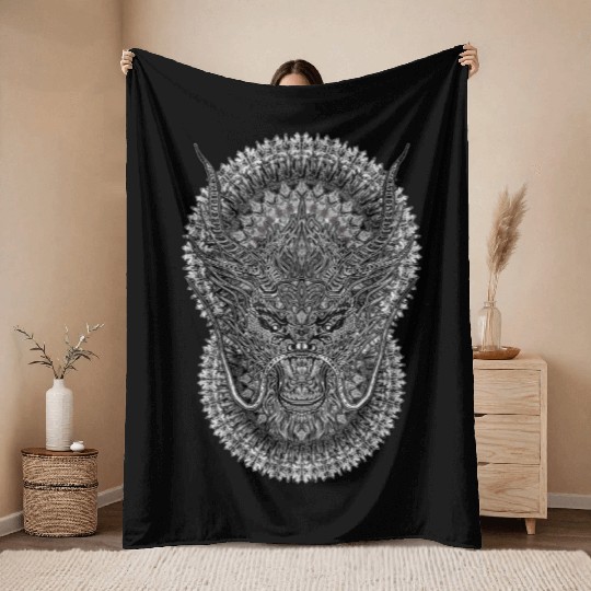 2024 Kaleidoscope Dragon 77 Throw Blankets