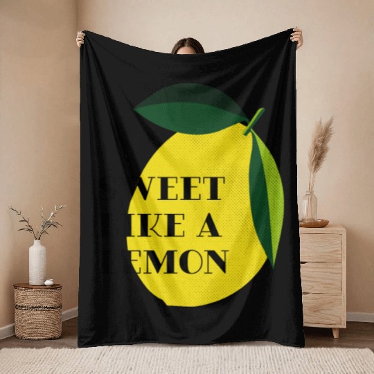 Sweet like a lemon Fruit Citrus Yellow Summer Throw Blankets