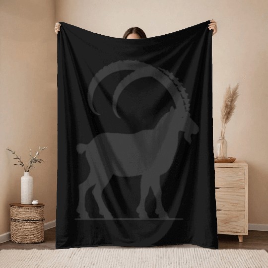 Majestic Capricorn - Silhouette Style Throw Blankets