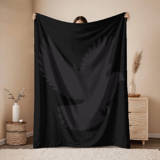 Peaceful Dove in Flight - Silhouette Style Throw Blankets