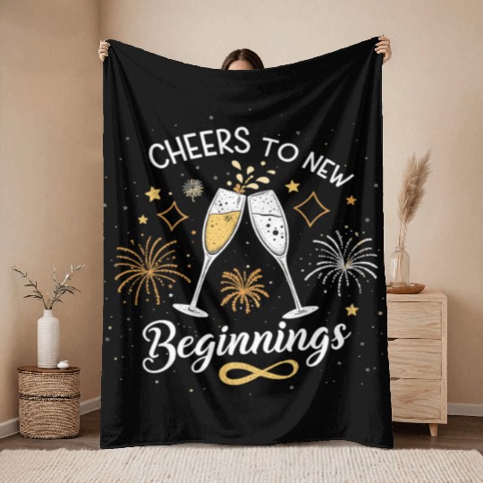 Cheers To New Beginings - Festive New Year's Eve Throw Blankets