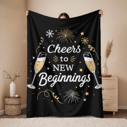 Cheers To New Beginings - Festive New Year's Eve Throw Blankets