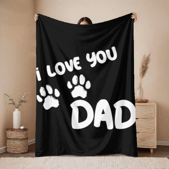 I Love You Dad Puppy Love for dark Throw Blankets