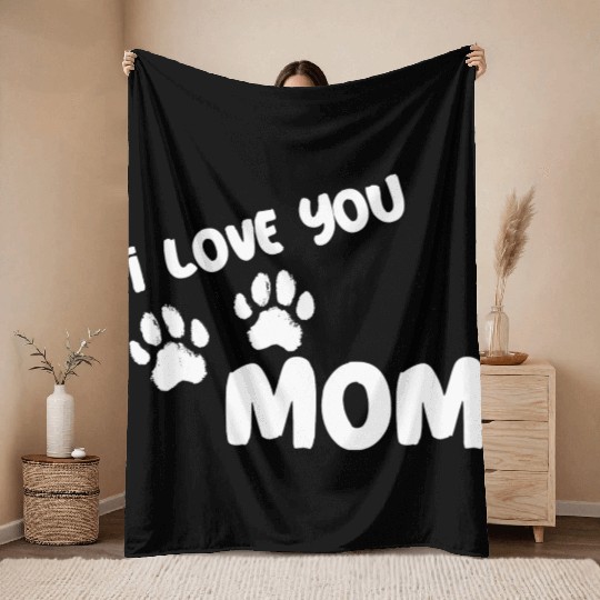 I Love You Mom Puppy Love for dark Throw Blankets
