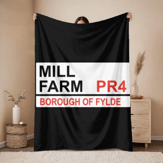 Wesham, Fylde Mill Farm Iconic Street Sign Throw Blankets
