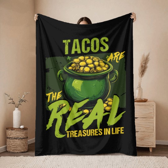 St Patricks Day Tacos Are The Real Treasures Throw Blankets