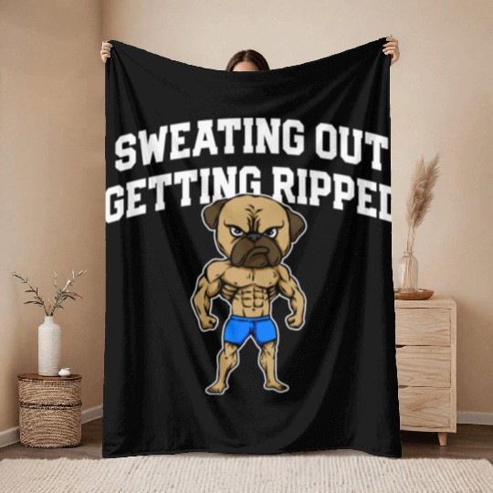 Sweating Out Getting Ripped Workout Player Gym Throw Blankets