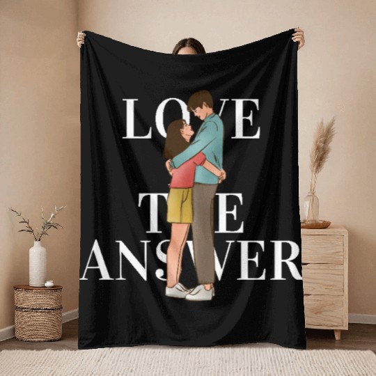 Adorable Couple Embrace Illustration Throw Blankets