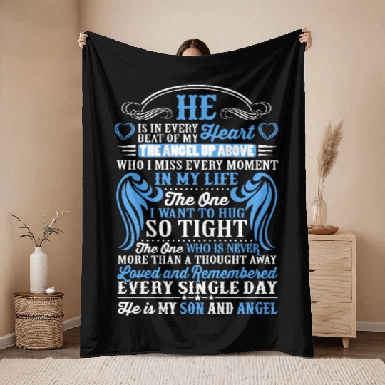 He is in every beat of my heart - my son and angel Throw Blankets