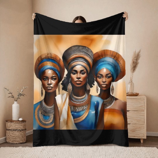 African Woman Portrait C Throw Blankets